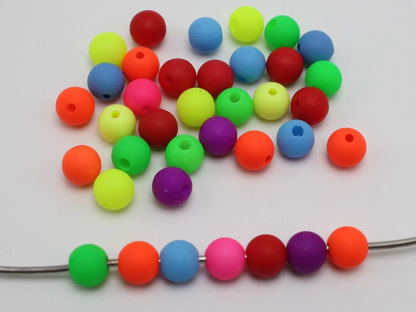 200 Mixed Frost Neon Color Acrylic Round Beads 8mm Smooth ball