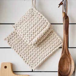 Woven Pot Holder Cotton Coaster Heat Resistant Cup Mug Mat Coffee Tea Hot Drink Posavasos Placemat Table Decoration Accessories