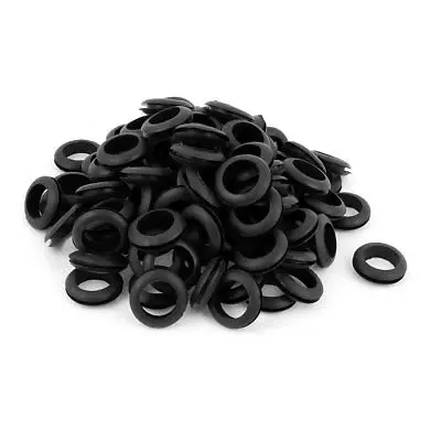 18mm Cable Hole Dia Electrical Firewall Wiring Gasket Rubber Grommet 100Pcs