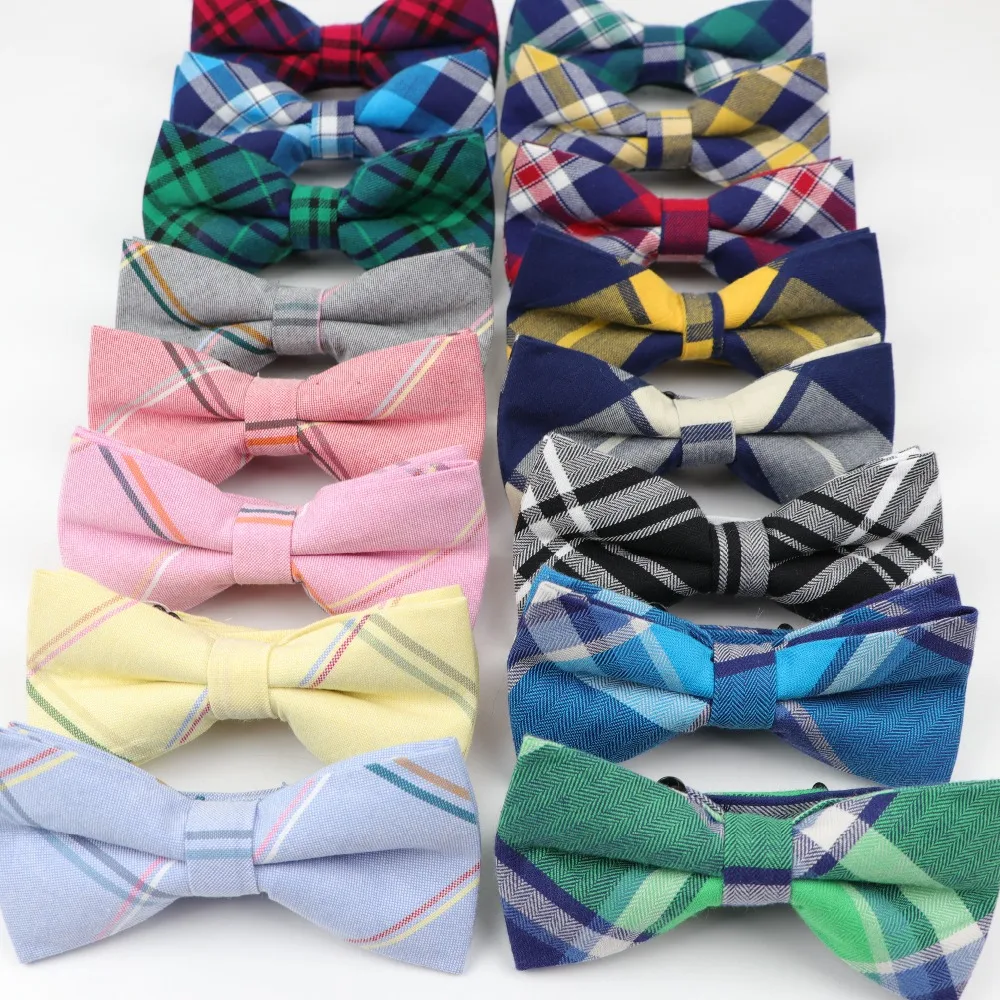 Men Cotton Bowtie Wedding Casual Business Bow Tie England Rainbow Plaid Striped Neck Ties Women Skinny Gravatas Cravat