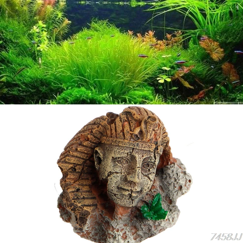 Aquarium Decoration Egyptian Pharaoh Ancient Sphinx Ruins Aquarium Ornament Fish Tank Ornament Landscap Decorative Z03