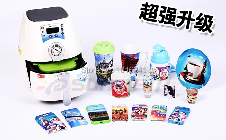 3D Mini Digital Sublimation Vacuum Heat Press Machine for Mugs Phone Cases Plates Combo