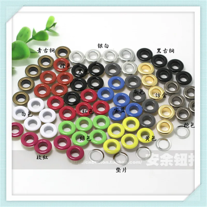 Free Shipping 1000 x 5mm 14 Plating Colors Eyelets with Washers in Various Colours for Garments - (Size No: 300# - 5mm)  EE-03