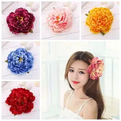 Summer Women Bohemia Sea Beach Big Peony Flower Hair Clip Bridal Wedding Headwear Holiday Ornaments Accessories HP9