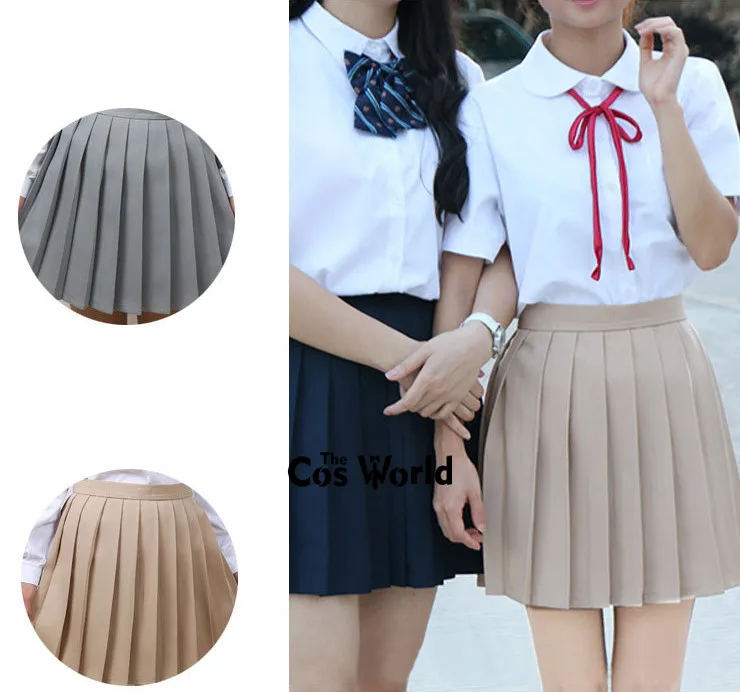 Japanese Women\'s Summer High Waist Pleated Plaid Skirts JK School Uniform Anime Cosplay Costumes