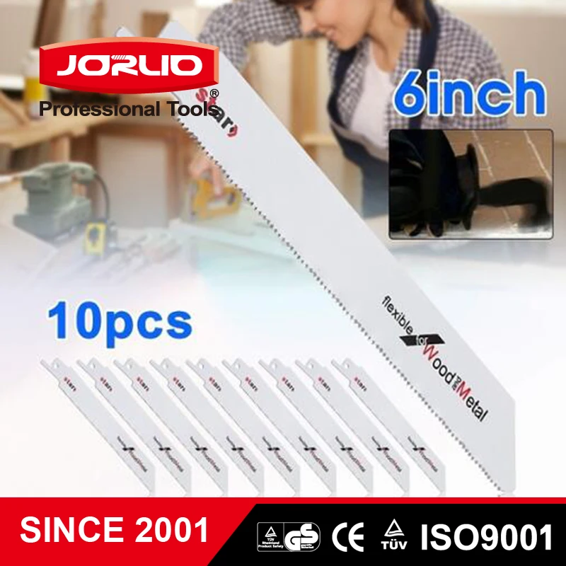 10PCS 6in High- Carbon Steel Metal Cutting Tools Reciprocating Jigsaw Blades Kit