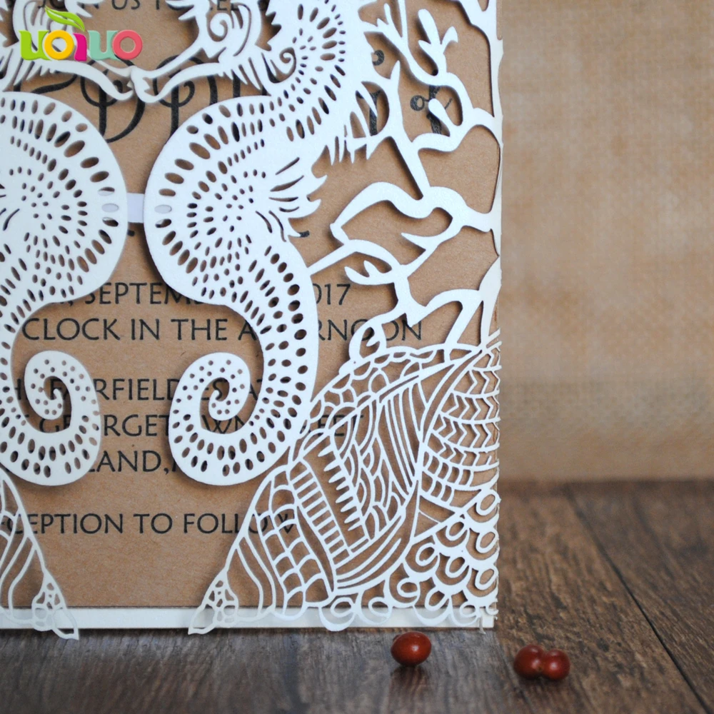 30pcs Free Shipping Seashell Design Wedding Invitation Cards Laser Cut Samples