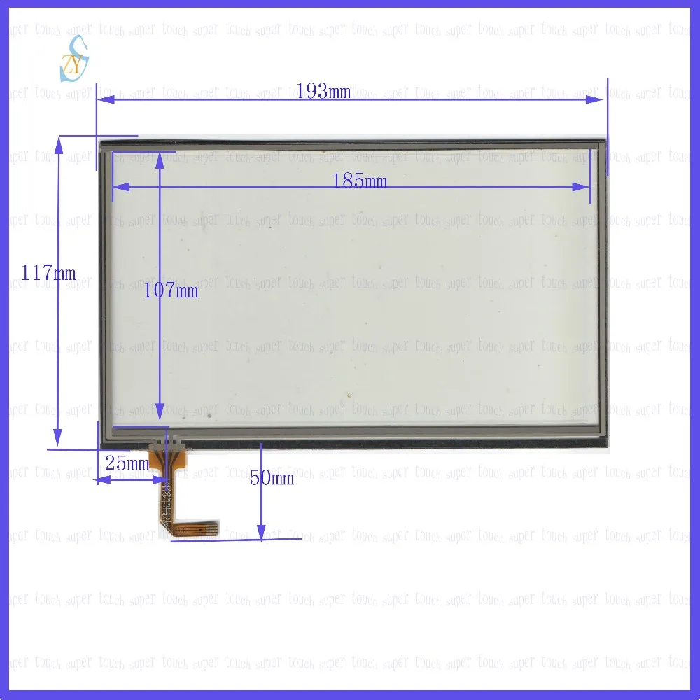 

ZhiYuSun KDT-6526 193*117 8inch 4 wire TOUCH SCREEN width 193mm length117mm for gps glass touch panel this is compatible