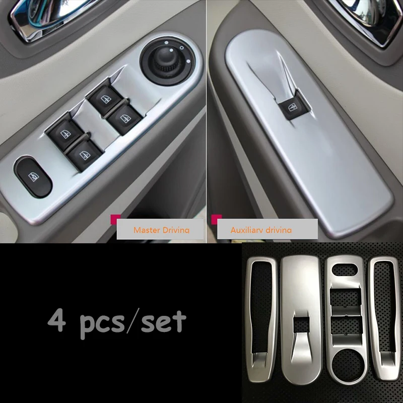 

ABS Chrome Interior Door Window glass Lift Control Switch Panel cover trim For Renault Clio 4 2013 2014 2015 5door Hatchback