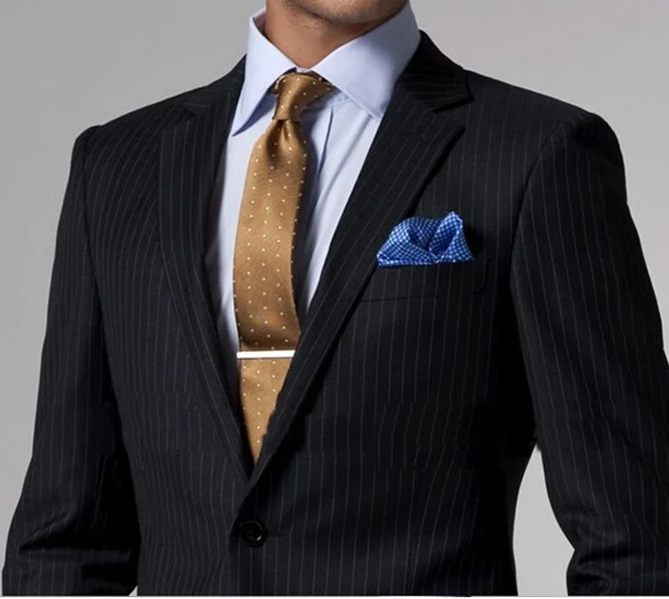 

Custom Made to Measure BESPOKE suit for men,Tailored black with white stripe tuxedos for men(Jacket+Pants+tie+pocket square