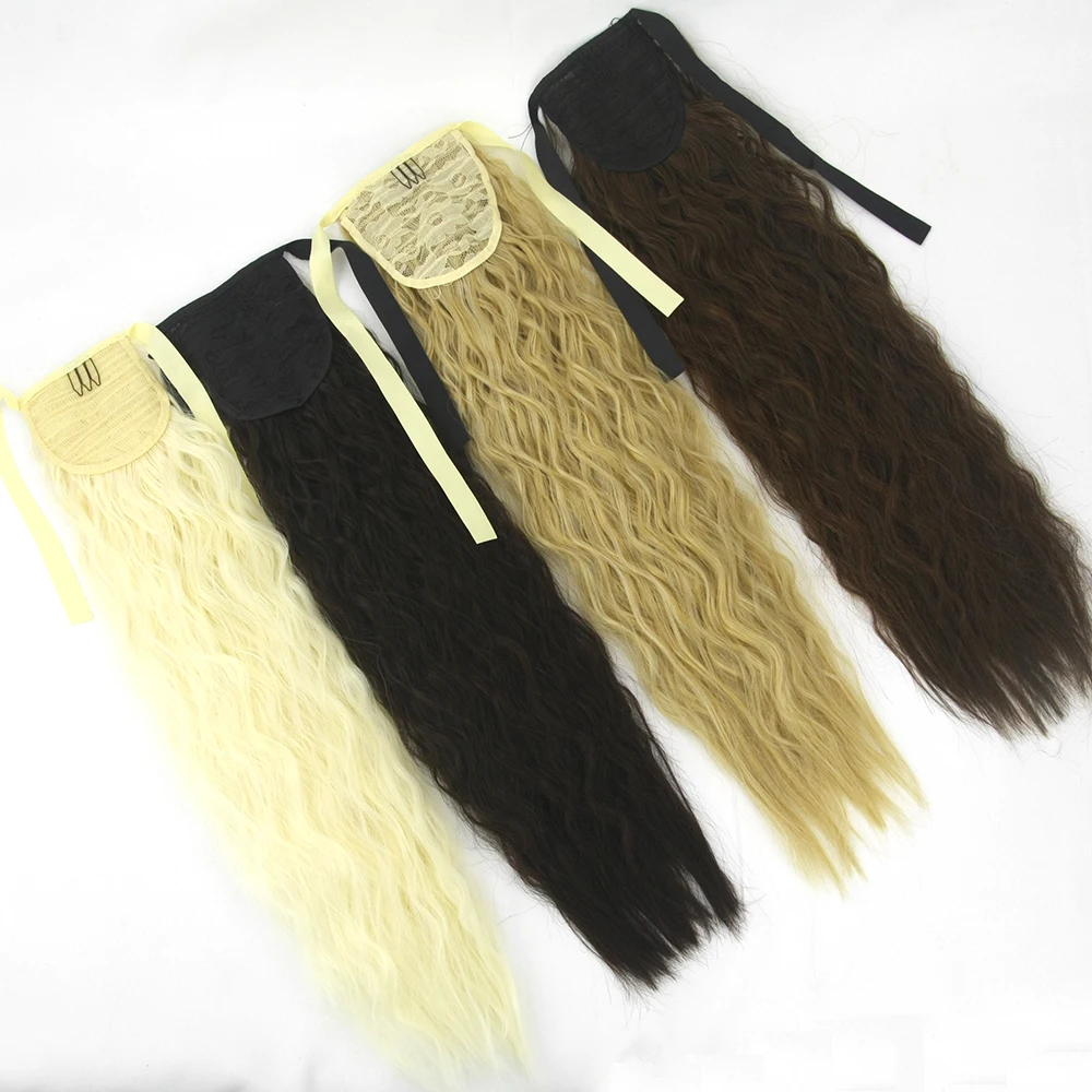 Soowee Long Kinky Curly Hair Pony Tail Hairpieces Drawstring Ponytails Synthetic Hair Extension Horse Hair on Hairpins