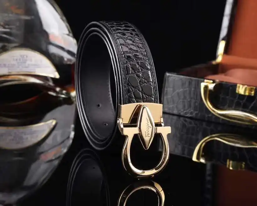 

TOP quality real genuine crocodile belly skin men belt with stainless steel buckle hardware gold/silver color men dress belts