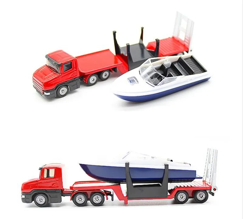 1:87 alloy construction vehicles, high simulation flatbed plus yacht, SIKU-U1613 model, free shipping