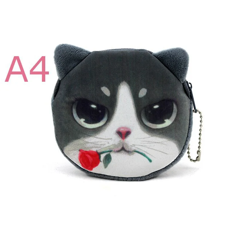 20 Styles New 3D printing Cat /Dog Face Zipper Case Children Coin Purse Lady Cute Wallet Pouch Women Girl Makeup Buggy Bag