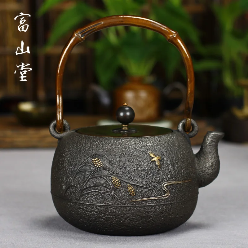 1.4L Autumn Bird Nature Pattern Handmade Cast Iron Kung Fu Tea Set Family Iron Pot