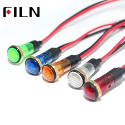 8mm wskaźnik z tworzywa sztucznego światła film 6 v 12 v 24 v 220 v czerwony żółty niebieski zielony biały, typ śruby z 20 cm drut wiodących