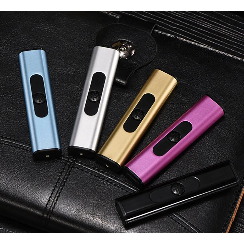 New USB Metal Lighter Portable Rechargeable Cigarette Lighters Charging Electric Windproof Metal Fire Smoker Gift