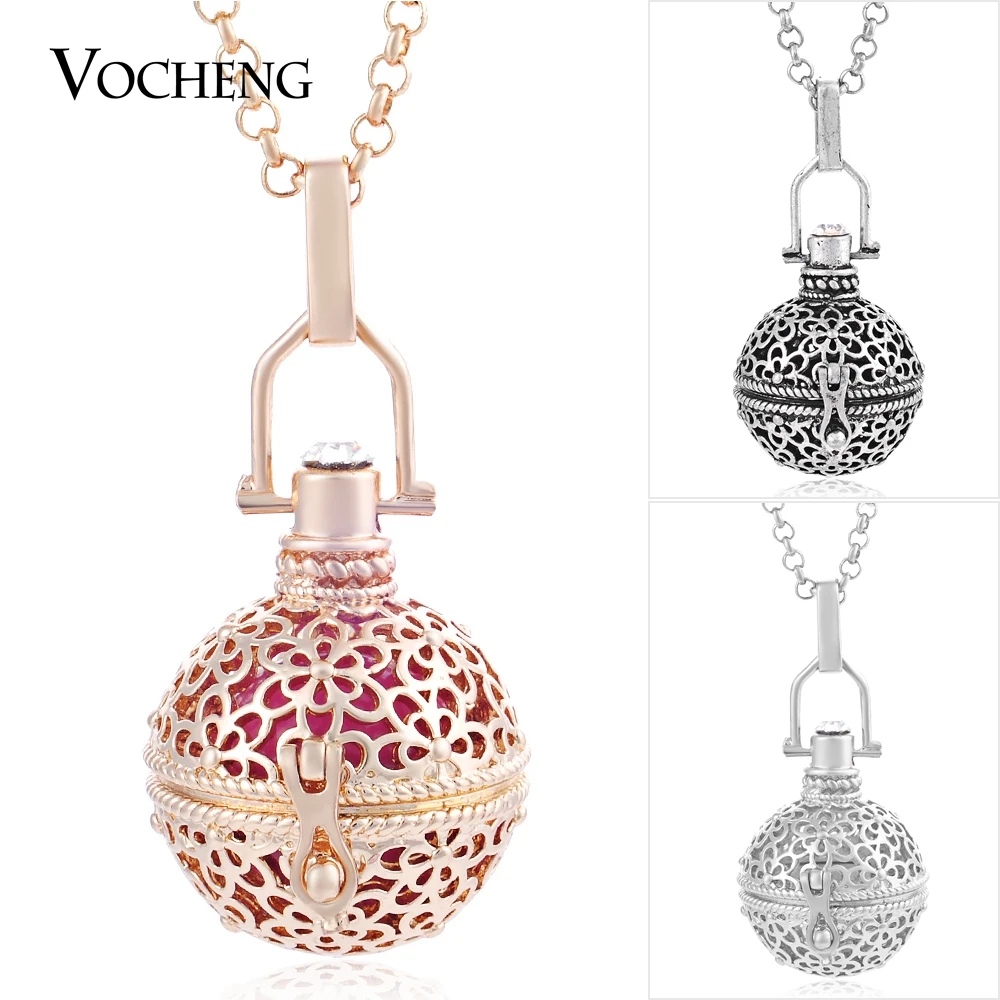 

10pcs/lot Vocheng Angel Bola Oil Scent Locket 3 Colors Copper Metal Maternity Necklace with Stainless Steel Chain VA-211*10