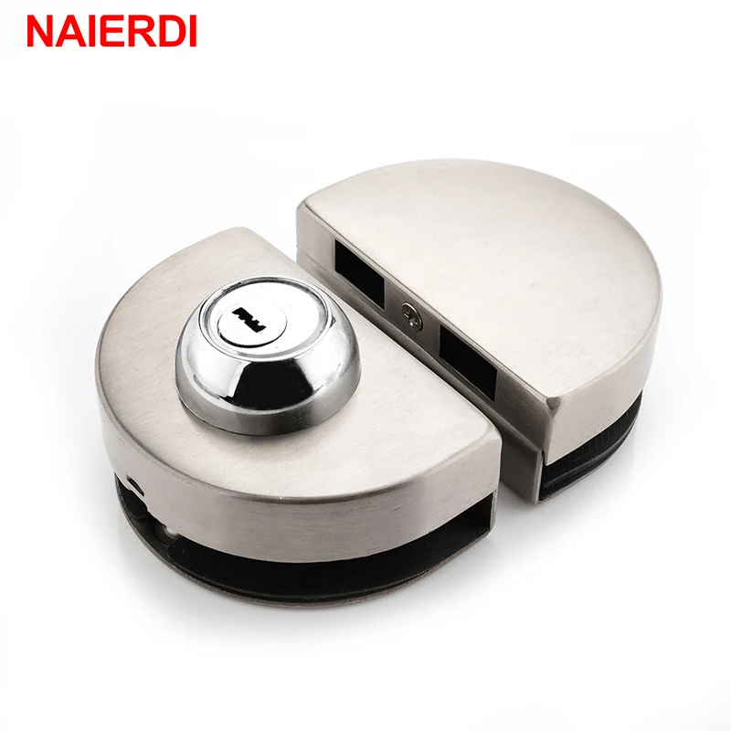 NAIERDI Double Glass Door Lock 304 Stainless Steel Single Open Frameless Door Hasps For 10-12mm Thickness Furniture Hardware