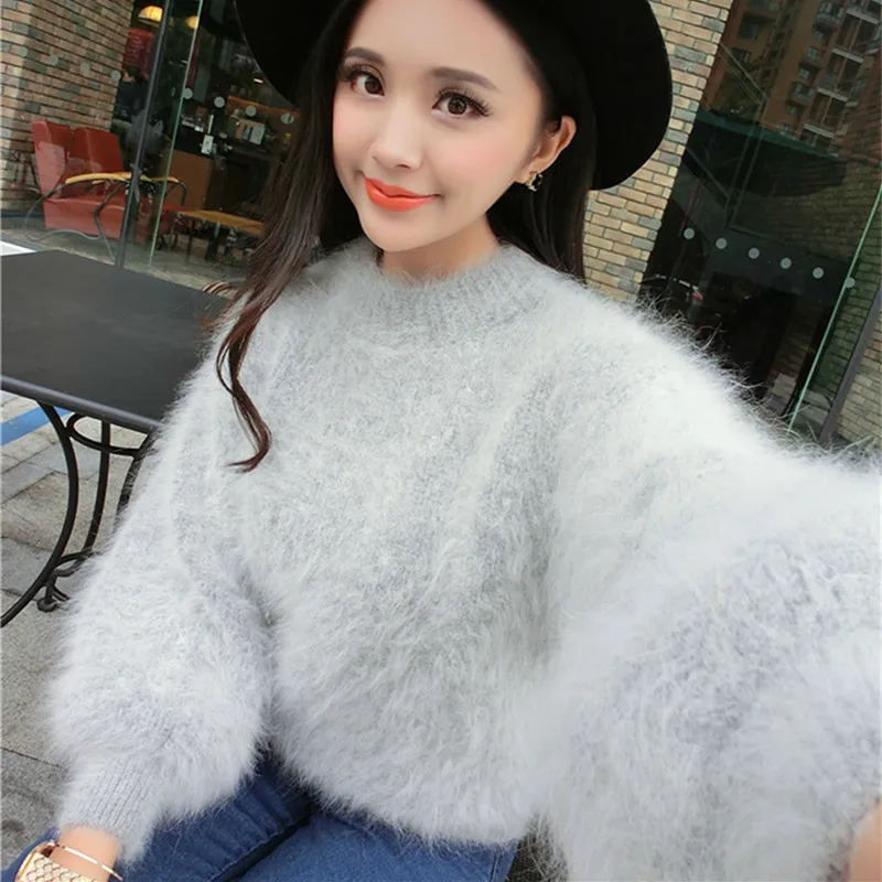 Winter new arrival marten velvet sweater female thickening thermal lantern sleeve turtleneck sweater basic mink