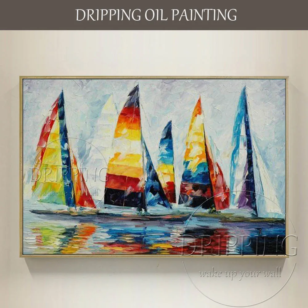 

Skilled Artist Hand-painted High Quality Regatta Seascape Oil Painting on Canvas Abstract Boats Oil Painting by Artist Hand