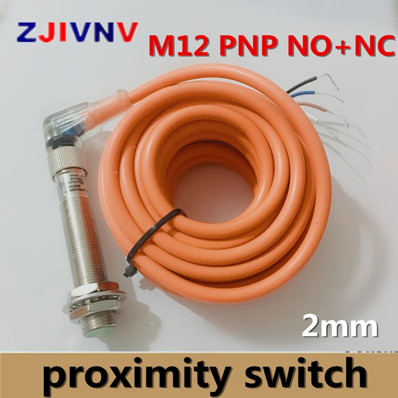 M12 PNP NO+NC /normally open and normally close proximity inductive sensor switch with connector DC 3/4 wires flush type 2mm