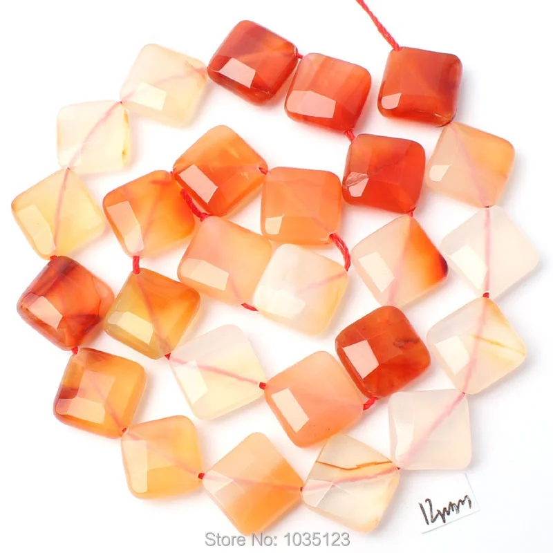 

12mm Natural Color Red Stone Faceted Rhombic Shape Loose Beads Strand 15" DIY Creative Jewellery Making w2886