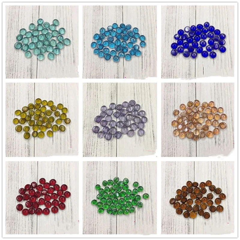 50g DIY Material Personality Mosaic Creative Handwork Round Colorful Fish Tank Glass Flat Beads Crafts Home Decoration AAA0885