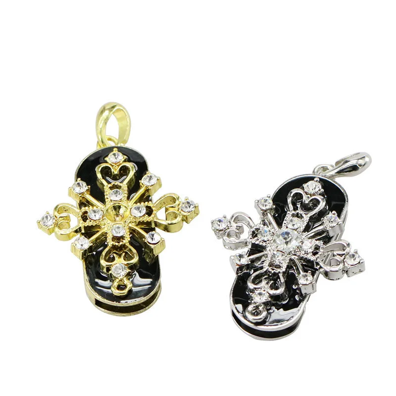 Salib Yesus Mewah USB Bahan Logam Berlian 4GB 8GB 16GB 32G USB 2.0 Kalung Salib Kristal Stik Memori Hadiah USB Flash Drive