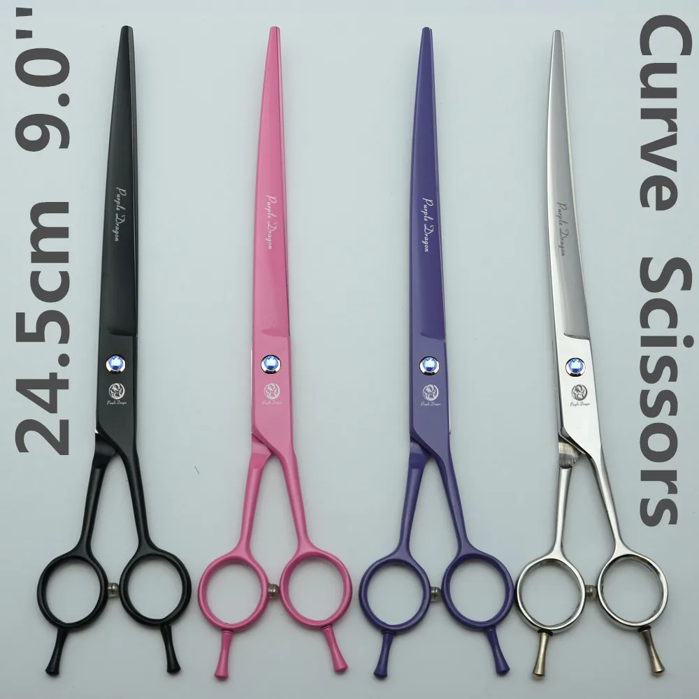 

657# 9.0'' 24.5cm Brand Purple Dragon Hairdressing Scissors JP 440C Dogs Cats Pets Cutting Shears Hair Scissors Curve Scissors