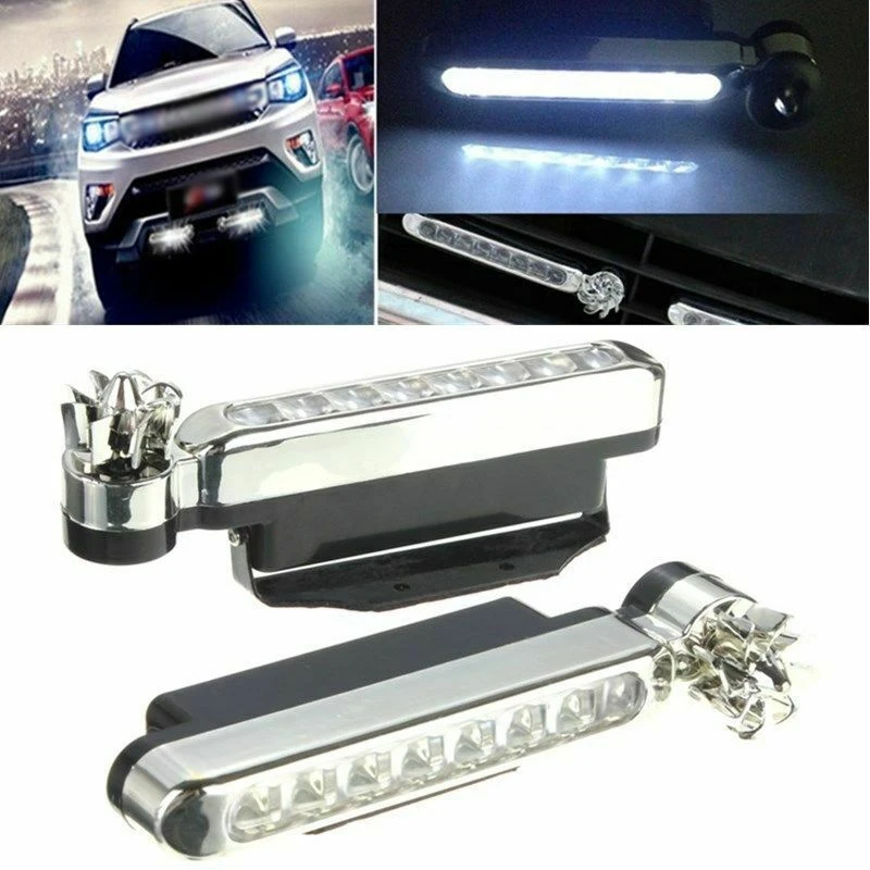 

2pcs Wind Powered Car DRL Daytime Running Light Fog Head Lamp Bulbs 8 LED Super Bright 6000K-7000K White Car Light Bulbs