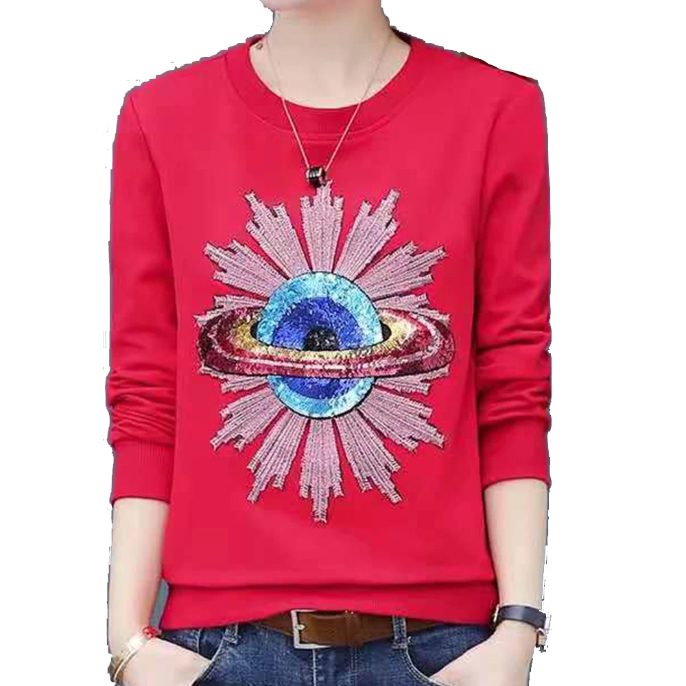 Craft Sequin Globe Space Earth Strawberry Embroidery Patch Sew / Iron on Applique Badges Clothes Decorated