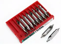 Freies verschiffen 10 Teile/los 1mm 2mm 3mm 4mm 5mm HSS-Center Bohrer 60 grad Kombiniert countersinks Grad Winkel Bit Tip Set Werkzeug