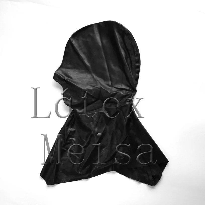 Mold latex hoods black latex mask  M size available and open holes with back zipper for adults