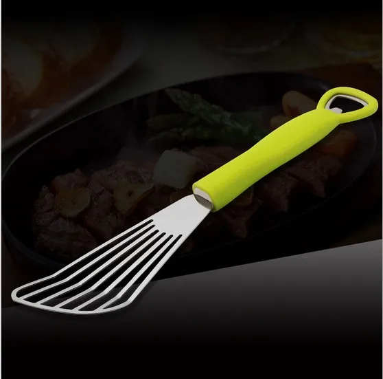 1PC Kitchen Accessories Stainless Steel Beefsteak Shovel Spatula Flat Pan Turner with Bottle Opener  KX 171