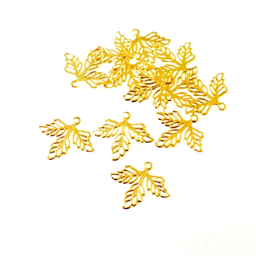 Free shipping 50Pcs Filigree Leaf Wraps Connectors Metal Crafts Decoration DIY Findings Connectors 23x26mm