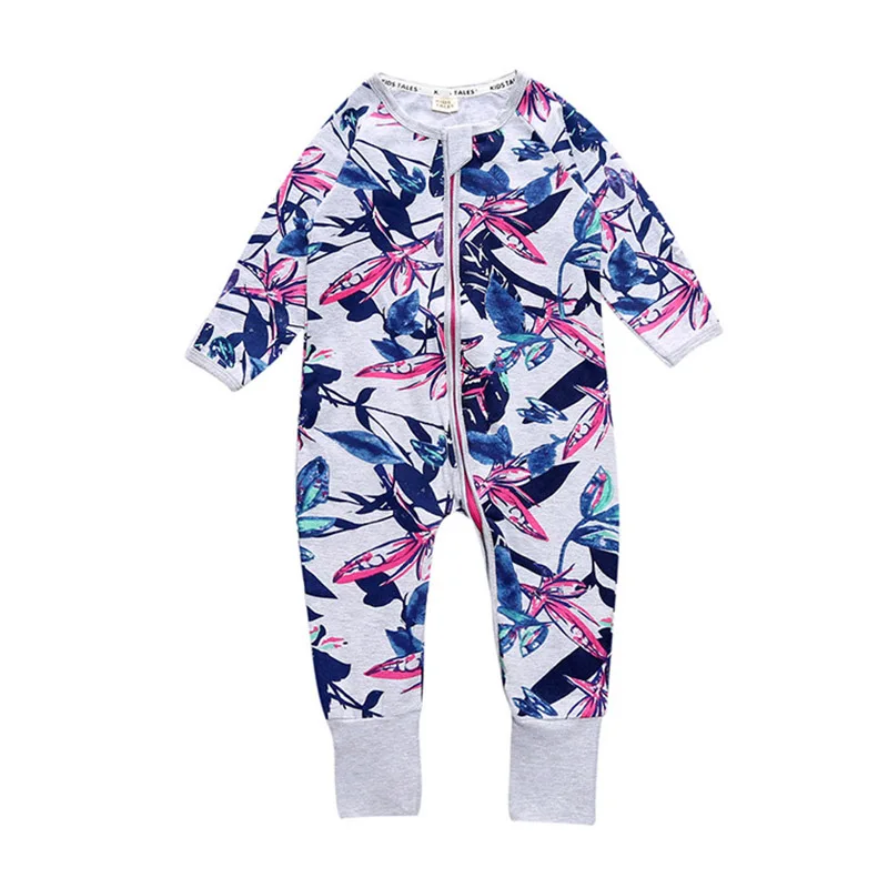 

Newborn Baby Boy Girl Floral Rompers 2024 Spring New Toddler Children Irises Playsuit Infant Kids Zipper Cotton Jumpsuit Clothes