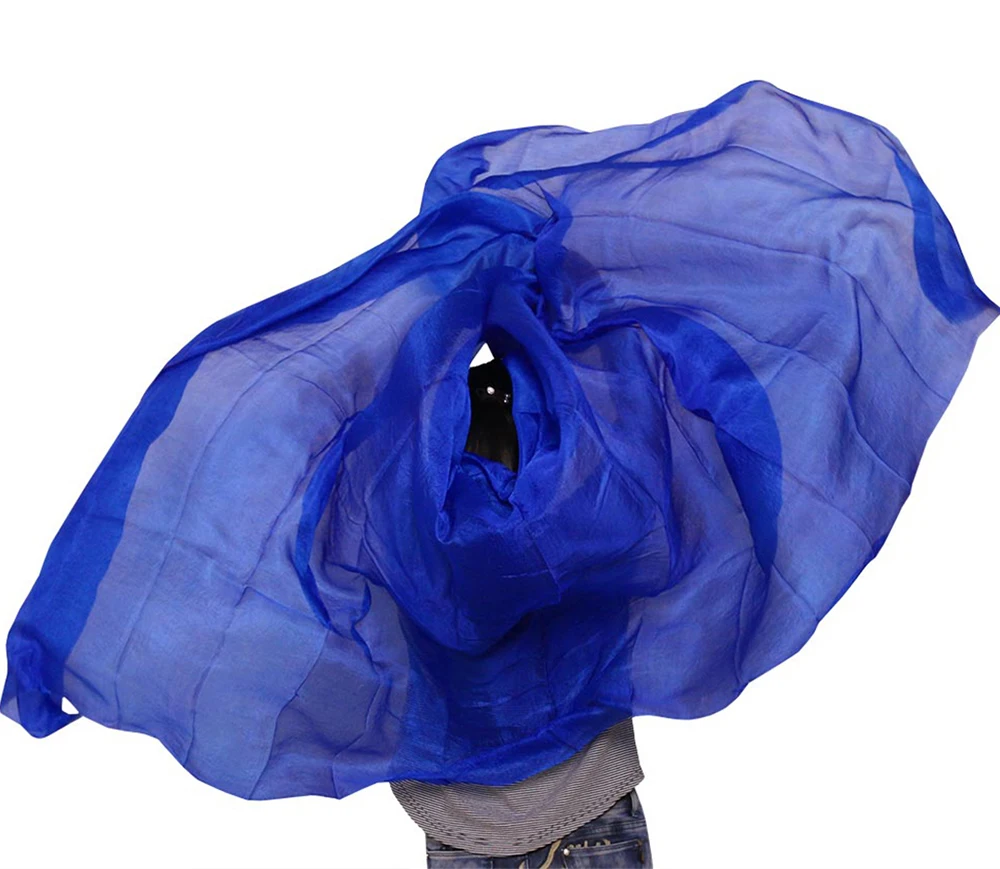 100% Silk Belly Dance Veil Belly Dance Silk Shawl Scarf Royal Blue Solid Colour Belly Dance Performance Silk Veils 250/270*114cm