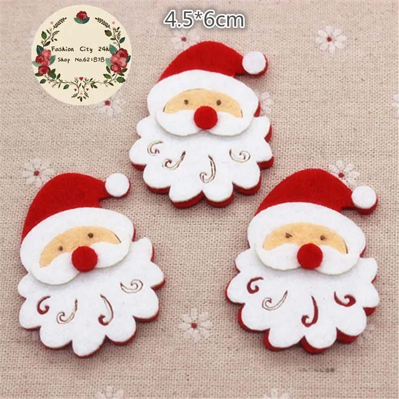 10pcs/lot Non-woven Fabric Handmade Kawaii Father Christmas Patches Felt Accessories for DIY Scrapbooking,4.5*6cm