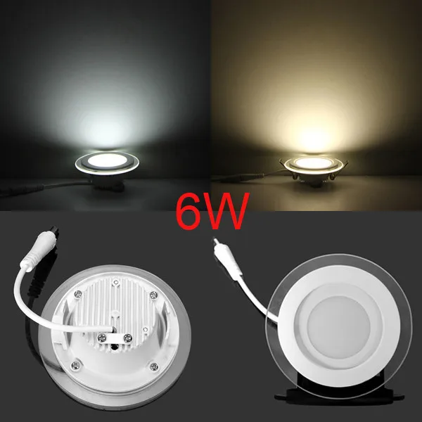 

Dimmable 6W Round LED Panel Light Glass meterial Energy Saving Down Lights Warm white Cold white