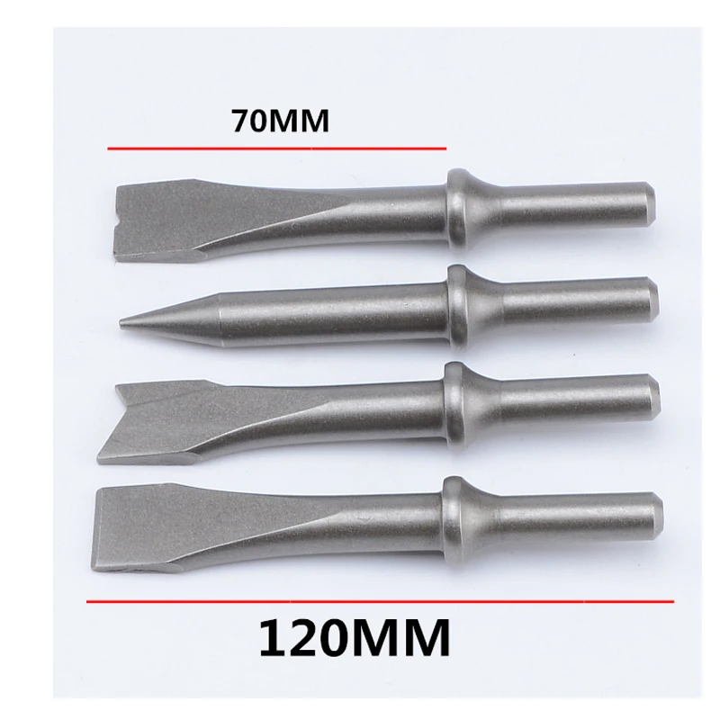 4pcs/set Round Shank 120mm Long gas shovel head impact tool flat shovel air shovel set rust pneumatic tool accessories