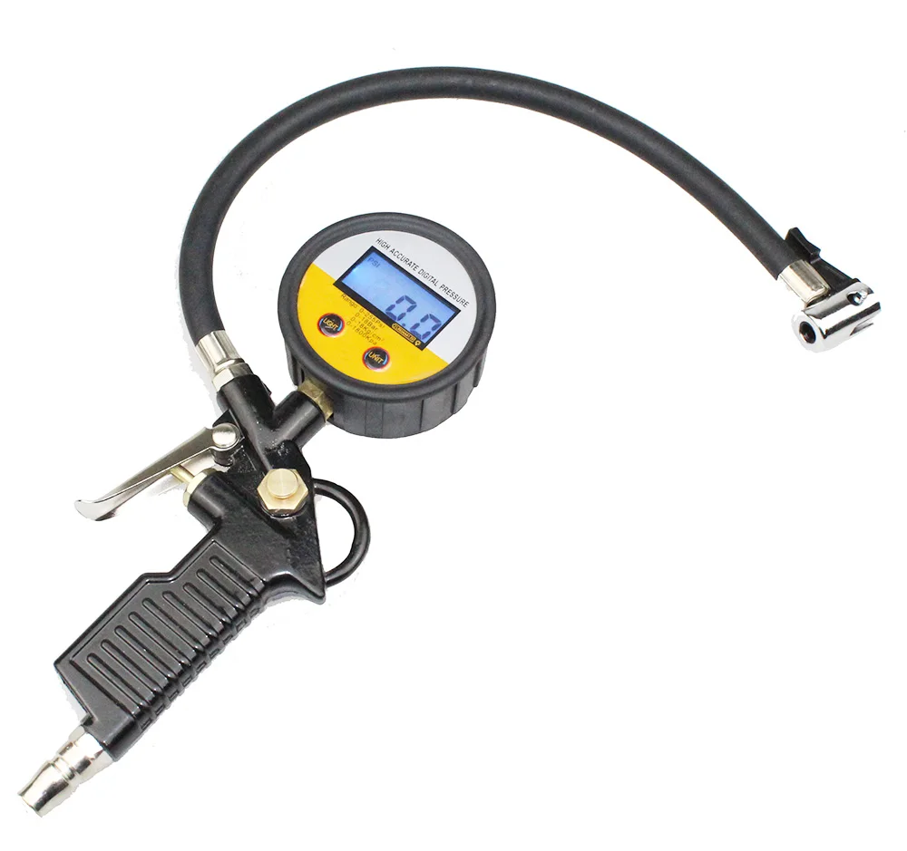 255 PSI Digital Tire Inflator Gauge LCD Backlit Screen With Hose and Quick Connect Coupler For Cars and Motorcycles