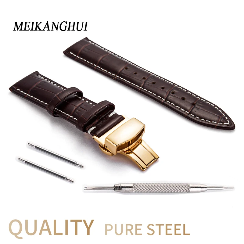 Watchband  12 13 14 15 16 18 19 20 21 22 24mm Soft Calf Genuine Leather Watch Strap Alligator Grain Watch Band for Tissot Seiko