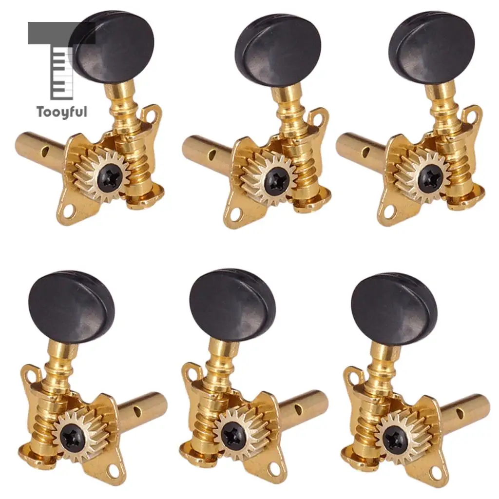 Tooyful Classic Guitar Part Open Gear Black Button Key Tuner Tuning Pegs Replacement