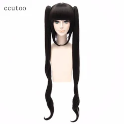 ccutoo 120cm Black Long Synthetic Wig Is It Wrong to Try to Pick Up Girls in a Dungeon Hestia Cosplay Wig With Chip Ponytails