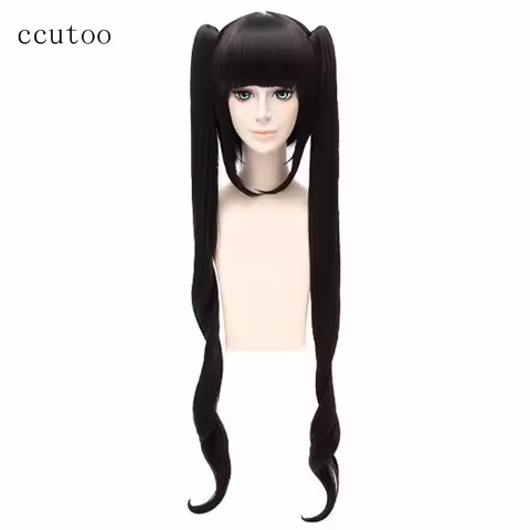 ccutoo 120cm Black Long Synthetic Wig Is It Wrong to Try to Pick Up Girls in a Dungeon Hestia Cosplay Wig With Chip Ponytails