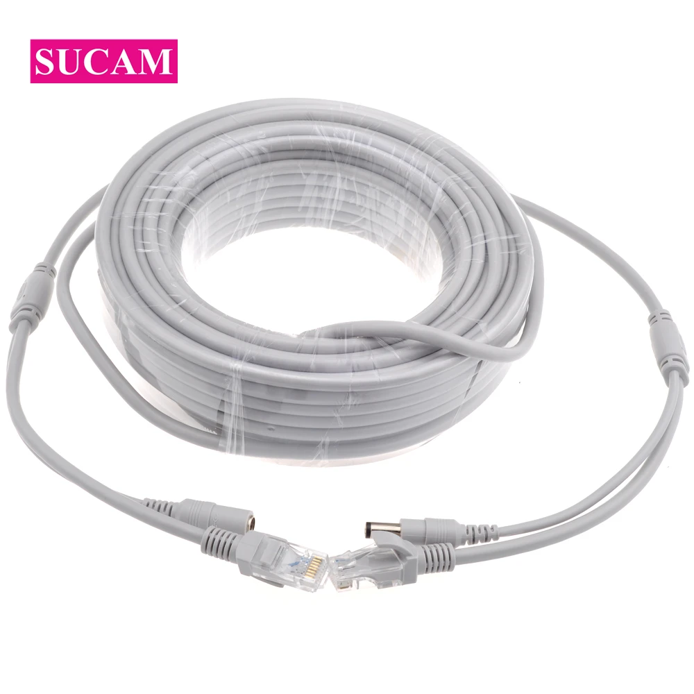 sucam cabo ethernet para camera de rede ip dc power gray cabos nvr cctv system cat5 cat5e rj45 mais 5m 10m 15m 20m 30m 01