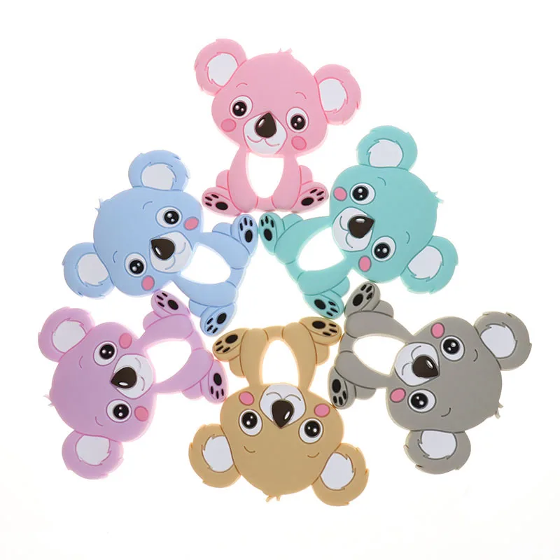 2PCS Unicorn Silicone Baby Teether Koala BPA Free Newborn Teething Necklace Pendant Accessory  DIY  Pacifier Appease Chain Beads