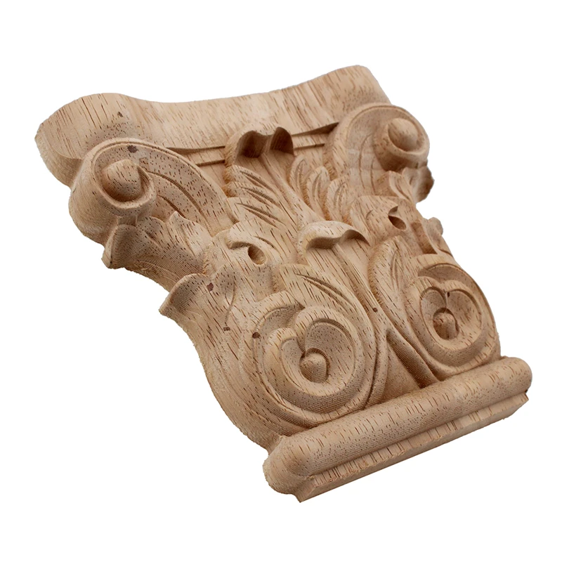 VZLX Vintage Floral Carved Corner Wall Door Furniture Decorative Figurines Wood Appliques for Home Decor Decoration Accessories