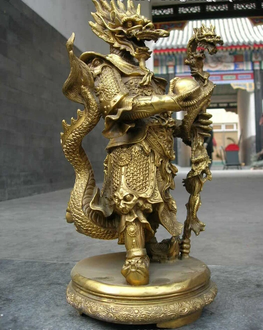 S0266 Chinese Temple myth Refined Pure brass Copper sea dragon King God buddha statue